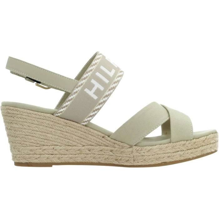 Espadrilles a talon compense Tommy Hilfiger Ref 59675 Beige Beige