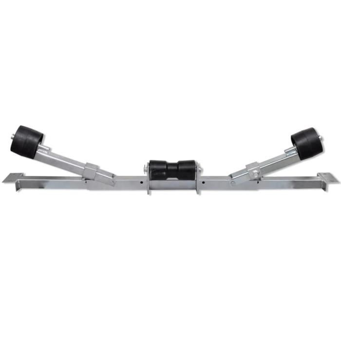 Goliraya Support Inférieur De Remorque De Bateau Avec Rouleaux – Acier, Largeur Réglable 80-124 Cm, Capacité 800 Kg, Galvanisé