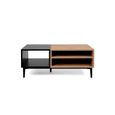Table basse rectangulaire NOLA - Décor chêne et noir - 1 tiroir - Style industriel - L100xP55xH40cm-4