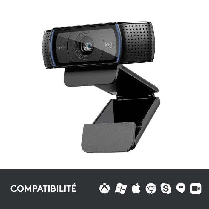 LOGITECH - Webcam HD Pro C920 Refresh - Microphone intégré - Idéal FaceTime  et Skype - Noir - Cdiscount Informatique