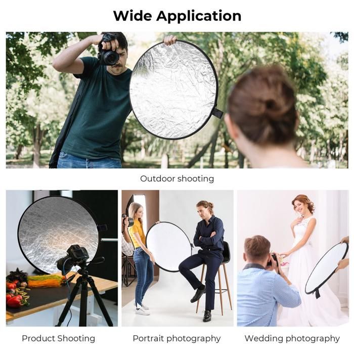 Réflecteur Photo 5 En 1 Pliable 30 Cm - Disque Multi-Surfaces (Or/Argent/Blanc/Noir/Translucide) - Idéal Portrait, Mariage, Selfie, Studio