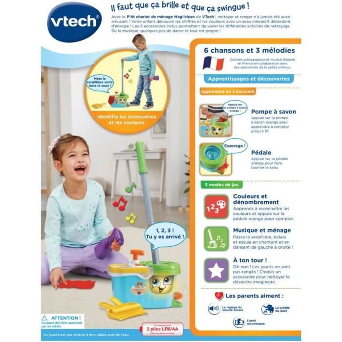 VTECH - 1,2,3 Imite-Moi - P'tit Chariot de Ménage Magi'clean - Jouet  d'Imitation Enfant - Cdiscount Jeux - Jouets