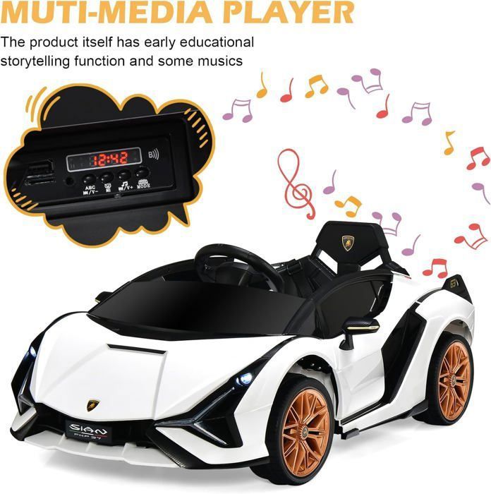 Voiture électrique Enfant GOPLUS Lamborghini – 12V, Télécommande 2,4G, Portes Papillon, LED, Rose