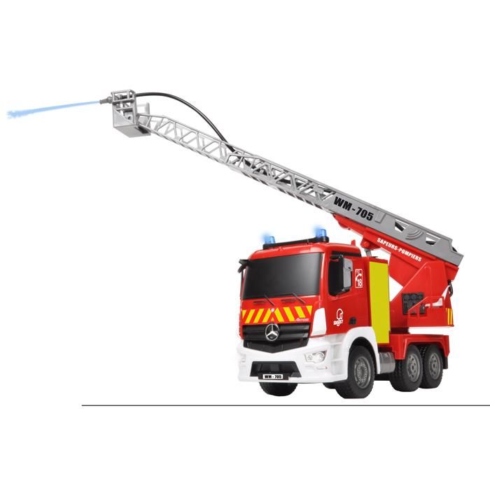 2 Camions Pompiers Télécommandés Enfants - Avec Pulvérisation D'Eau, Lumières, Son, Échelle Pivotante, 2,4GHz, Pour 3-12 Ans