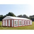 Tonnelle Toolport Tente de réception 6x12 m PVC env. 500g/m² rouge blanc imperméable-0
