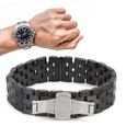 18 mm Bracelet en acier de montre de remplacement bracelet de montre avec interface d'arc creux (Noir)-0
