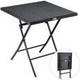 CASARIA® Table pliante polyrotin 65x65x75cm table jardin balcon terrasse max. 60kg Extérieur Table de Camping Table d'appoint-0