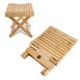 EJ.life Chaise pliante Tabouret pliable de repose-pieds de douche de rasage pliable en bambou naturel-0