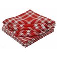 LINANDELLE - Lot de 10 serviettes de tables coton carreaux vichy Normand NELLY - Rouge-0