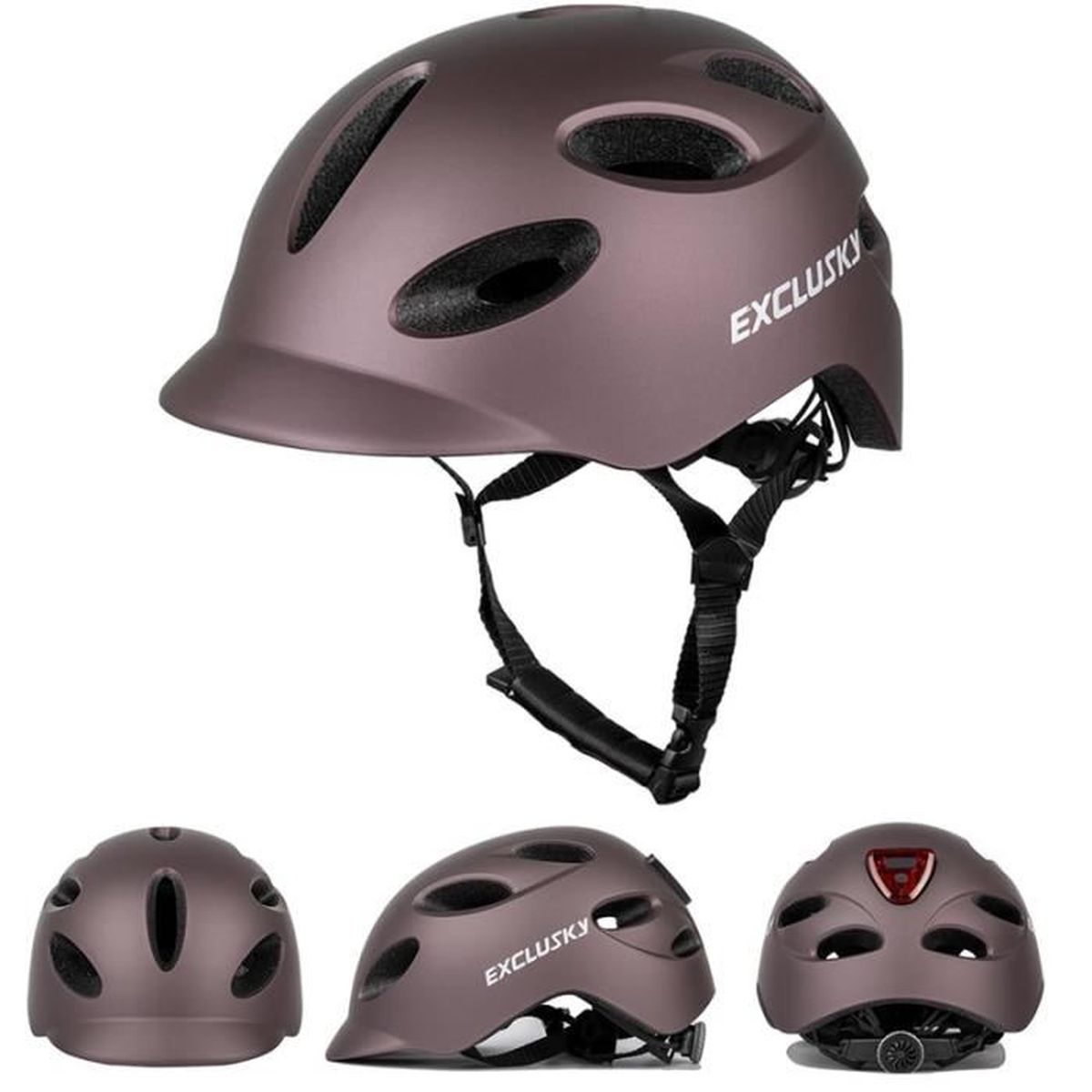 Casque de vélo intelligent avec phare, feu arrière, alarme d'urgence