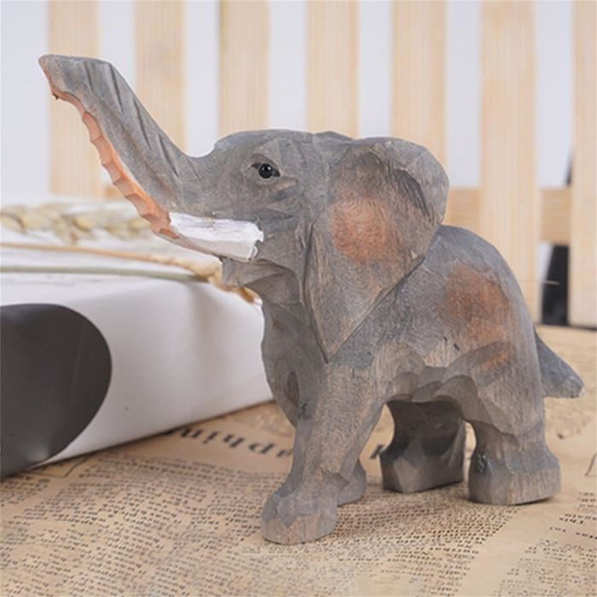 Lot De 6 Patères Autocollantes En Bois Motifs Animaux Mignons - Éléphant Baleine Chat Etc.