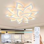 DELIPOP Plafonnier LED Moderne 100W Blanc - 14 Lumières Acrylique Dimmable - Lustre Plafond pour Salon Chambre Salle à Manger 100cm