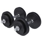 GORILLA SPORTS® Set d'Haltères Courts - 20kg, 2 Barres 30mm, Poignée Antidérapant, Fermeture Étoile, Revêtement Plastique, Fitness