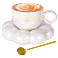 TTLIFE Ensemble de Tasses à Café en Porcelaine avec Soucoupe en Forme de Nuage et Cuillère, 185ml Tasses à Thé et Soucoupe