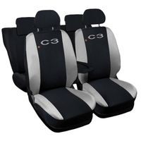 Lupex Shop Housses de siège auto compatibles pour C3 Noir Gris Clair