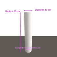 Cylindre en polystyrène diam. 10 x haut. 50 cm, Colonne en Styropor blanc pour présentoir, de densité Pro, 28 kg/ m3 - Unique