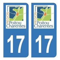 Autocollant Stickers plaque immatriculation auto Département 17 Charente Maritime Logo Ancienne Région Poitou Charentes