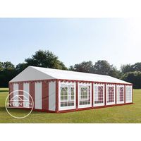 Tonnelle Toolport Tente de réception 6x12 m PVC env. 500g/m² rouge blanc imperméable