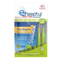 Brossettes Interdentaires Clean Expert 1,6mm - Efiseptyl - Avec Traitement Antibactérien - Sachet de 6 Brossettes