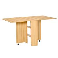 Table pliante cuisine salon HOMCOM - 140x80x74cm - 2 étagères - coloris chêne