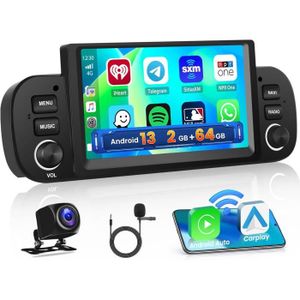 AUTORADIO 2+64G Android Autoradio pour Fiat Panda 2013-2020 sans Fil Carplay Android Auto FM EQ 7 Pouces Radio Voiture Bluetooth.[G1248]