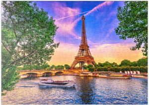 PUZZLE Tour Eiffel Et Seine Au Coucher du Soleil À Paris,