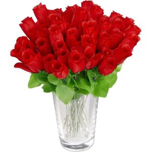 BOUQUET MARIÉE TISSU Bouquet De Roses, Fleurs Artificielles, 48 Pièces 