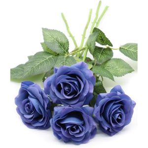 FLEUR ARTIFICIELLE Derbway 4Pcs Roses Artificielles Fleur De Soie, Ti