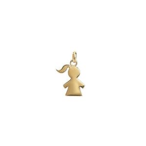 Mignon 14K or Jaune Plat détaillé petite fille charme pendentif 1 in D8227 environ 2.54 cm