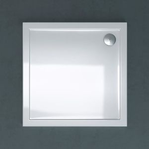 RECEVEUR DE DOUCHE Bac a douche design en acrylique en blanc 100x100x4cm avec sortie d evacuation et bouchon inclus