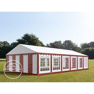 TONNELLE - BARNUM Tonnelle Toolport Tente de réception 6x12 m PVC env. 500g/m² rouge blanc imperméable