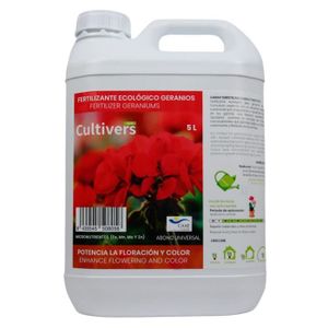 ENGRAIS CULTIVERS Organic Fertilisant Géraniums Liquide 5 L - Feuilles Plus Vertes, Plus Grande Floraison et Intensifie la Couleur - avec Ma