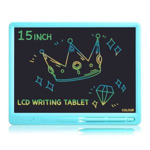 JEU D'APPRENTISSAGE Tablettes Graphiques,Grand écran LCD de 15 pouces,tablette d'écriture,Pad d'apprentissage,tableau de notes éducatif- Colors Blue