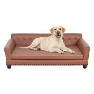 Canapé et fauteuil pour chien Pawhut Canapé chien lit pour chien design  scandinave déhoussable dim. 75L x 55l x 39H cm pieds bois tissu polyester  gris