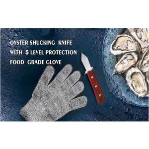 Ensemble de couteaux à huîtres avec gants résistants aux coupures, couteau  à huîtres avec manche en plastique antidérapant, kit d'ouverture pour  palourdes d'huîtres, coquillages, fruits de mer (2 noirs, 2 rouges)