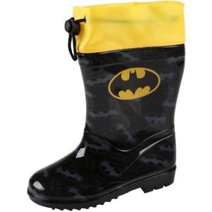 BOTTE Bottes de pluie noires Batman pour garçons - Marque BATMAN - Mi-mollet avec logo répété et trépointe