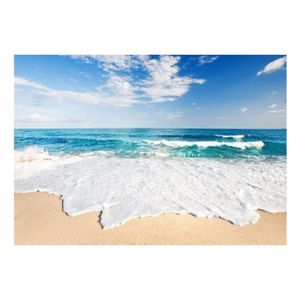 Ciel Bleu Mer Plage Palmiers Photo papier peint art mural pré-collé Autocollant