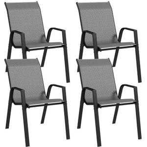 FAUTEUIL JARDIN  Lot de 4 chaises de jardin empilables - accoudoirs