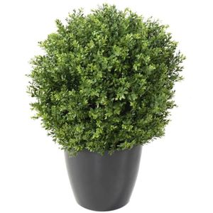 FLEUR ARTIFICIELLE Plante artificielle haute gamme Spécial extérieur - Buis boule UV artificiel, coloris vert - Dim : H.50 x D.35 cm