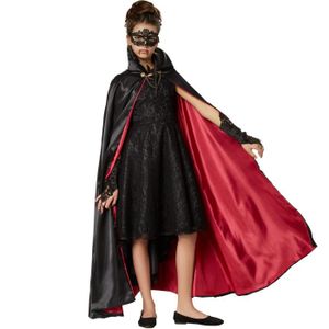 Fancy Masquerade Cape noire en satin à Capuche Manteau Robe Adulte Costume Accessoire Neuf 
