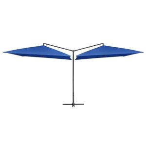 PARASOL Parasol double avec mât en acier 250 x 250 cm Bleu
