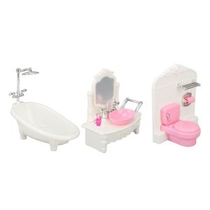 MAISON POUPÉE LEC Ensemble de salle de bain de maison de poupée miniature maison de poupée salle de bain ensemble mignon belle HB042