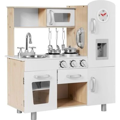 Rijoka Cuisine pour enfant en bois, rose, avec cœur, cuisine de jeu