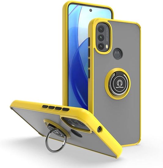 Custodia Pixfab Per Moto E20/E30/E40 Con Anello E Vetro Temperato - Colori Vari