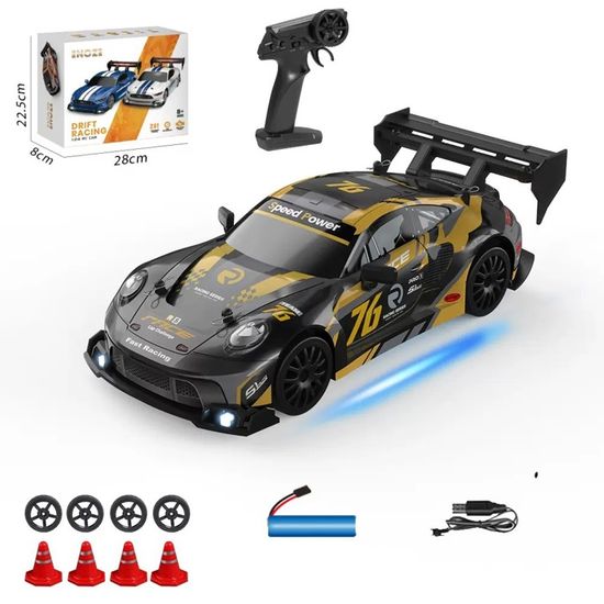 16A04 1/16 RC Drift Car Simulé 4 Roues Motrices avec Lumière LED RC Voiture Jouet pour Plus de 6 Ans de Divertissement - Jeux - Jouets 16A04 1/16 RC Drift Car Simulé 4 Roues Motrices avec Lumière LED RC Voiture Jouet pour Plus de 6 Ans de Divertissement - Jeux - Jouets