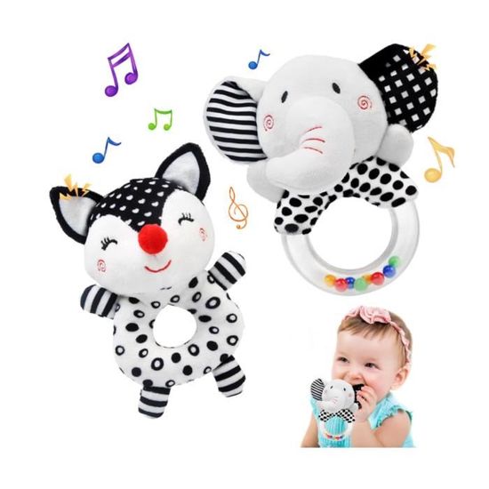 TUMAMA Hochet Bébé Jouet Peluche Animales 3PCS, Jouets Doux Sensorielle