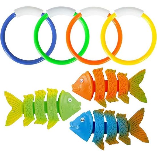 0XBIT Jeux Piscine, 8 Pièces, Comprend 4 Jouets Sirène Transparent