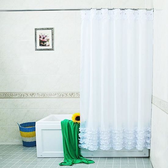 Accueil Décoration douche Rideau Dentelle étanche Décor à la mouche Salle de bains avec 12Pcs