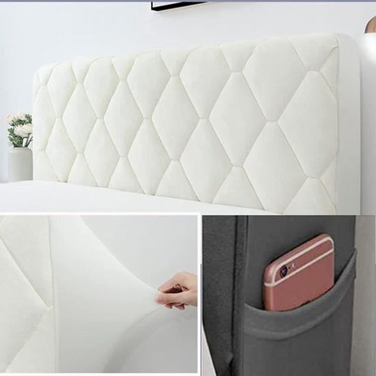 Housse De Tête De Lit En Velours Matelassé - Protection Anti-poussière Lavable, 160 Cm, Noir