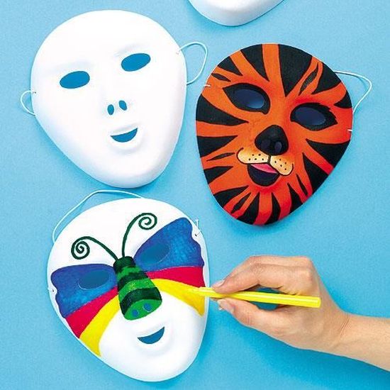 JSMTKJ Masques pour Enfants Animaux Artisanat Carte Blanche Masques à